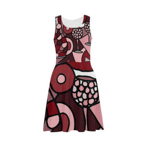 Cool Artistic Red Wine Carafe and Glasses Abstract Art Atalanta Sundress (Model D04)