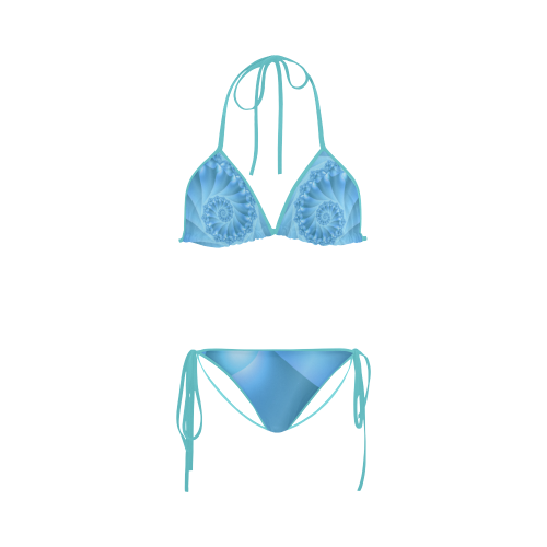 Blue Spiral Fractal Custom Bikini Swimsuit