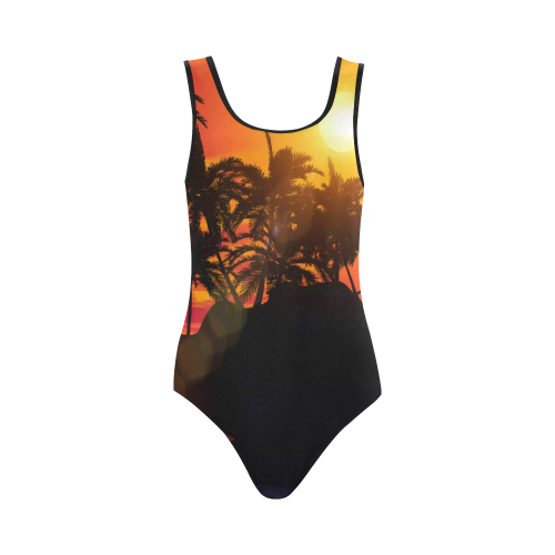 Beautiful sunset Vest One Piece Swimsuit (Model S04)