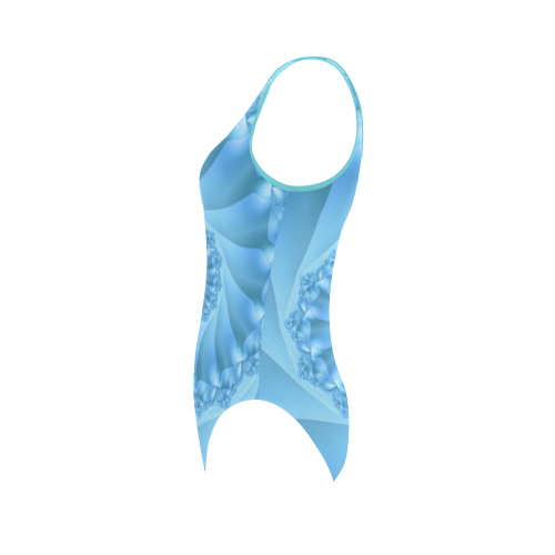 Blue Spiral Fractal Vest One Piece Swimsuit (Model S04)