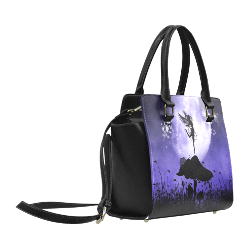 A beautiful fairy dancing on a mushroom silhouette Classic Shoulder Handbag (Model 1653)