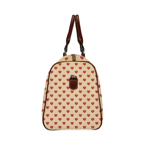 RETRO HEARTS Waterproof Travel Bag/Large (Model 1639)