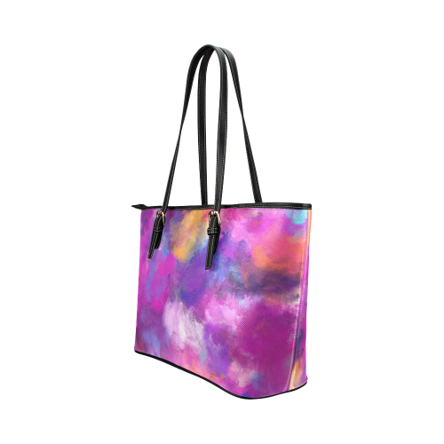 Color Storm Oil Painting Leather Tote Bag/Large (Model 1651)