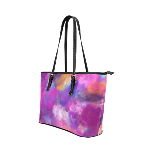 Color Storm Oil Painting Leather Tote Bag/Large (Model 1651)