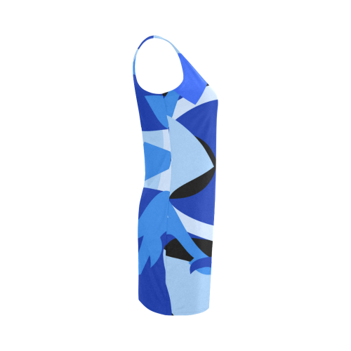 A201 Abstract Shades of Blue and Black Medea Vest Dress (Model D06)