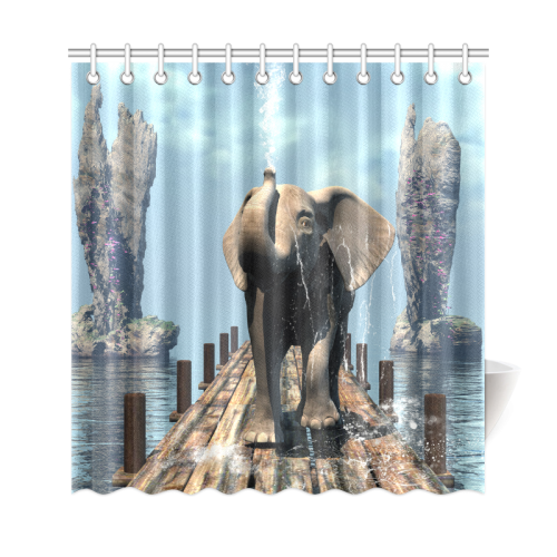 Elephant on a jetty Shower Curtain 69"x72"
