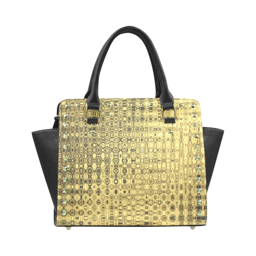 GOLD LUXURY TEXTURE Rivet Shoulder Handbag (Model 1645)
