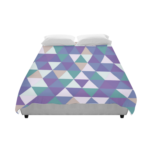 Purple Green Beige Abstract Triangles Duvet Cover 86"x70" ( All-over-print)