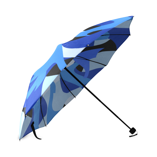 A201 Abstract Shades of Blue and Black Foldable Umbrella (Model U01)