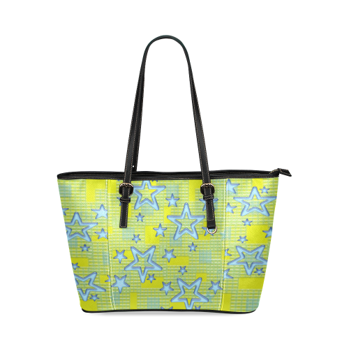 STARS NICE POPART Leather Tote Bag/Small (Model 1640)