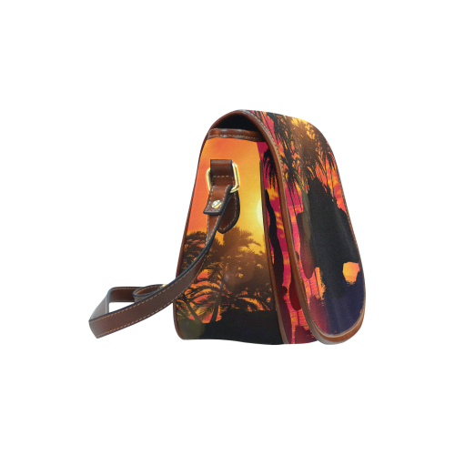 Wonderful sunset Saddle Bag/Small (Model 1649) Full Customization