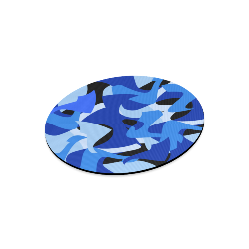 A201 Abstract Shades of Blue and Black Round Mousepad