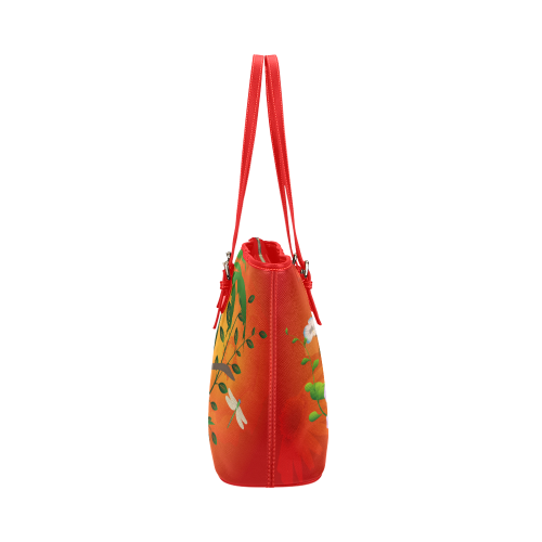 Tropical design Leather Tote Bag/Small (Model 1651)