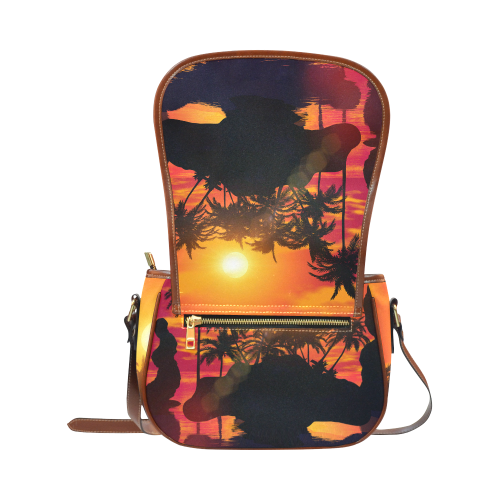 Wonderful sunset Saddle Bag/Small (Model 1649) Full Customization