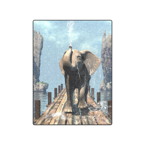 Elephant on a jetty Blanket 50"x60"