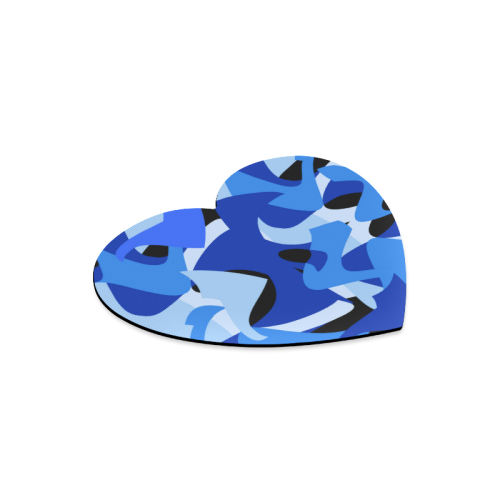 A201 Abstract Shades of Blue and Black Heart-shaped Mousepad