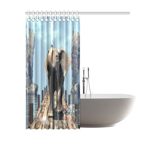 Elephant on a jetty Shower Curtain 60"x72"