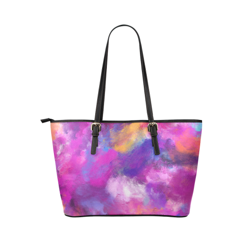 Color Storm Oil Painting Leather Tote Bag/Large (Model 1651)