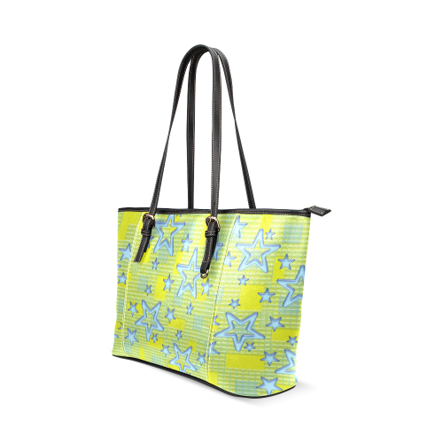 STARS NICE POPART Leather Tote Bag/Small (Model 1640)