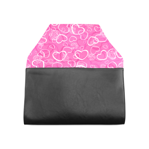 Hearts and Roses Pink Clutch Bag (Model 1630)