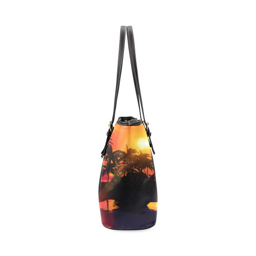 Wonderful sunset Leather Tote Bag/Small (Model 1640)