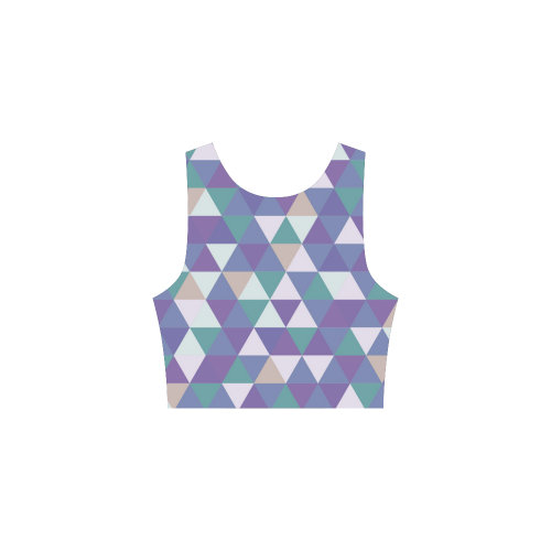 Purple Green Beige Abstract Triangles Atalanta Sundress (Model D04)