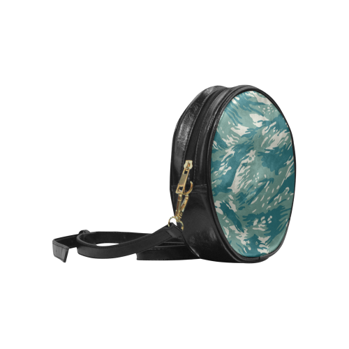 Blue and Green Camo Round Sling Bag (Model 1647)