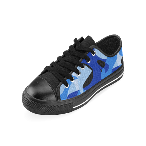 A201 Abstract Shades of Blue and Black Men's Classic Canvas Shoes (Model 018)