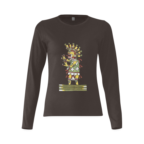 Pre-Columbian God Sunny Women's T-shirt (long-sleeve) (Model T07)