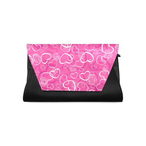 Hearts and Roses Pink Clutch Bag (Model 1630)