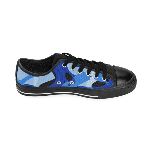 A201 Abstract Shades of Blue and Black Men's Classic Canvas Shoes (Model 018)