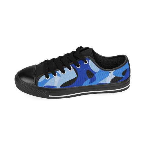 A201 Abstract Shades of Blue and Black Men's Classic Canvas Shoes (Model 018)