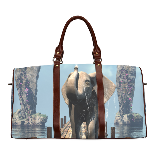 Elephant on a jetty Waterproof Travel Bag/Small (Model 1639)