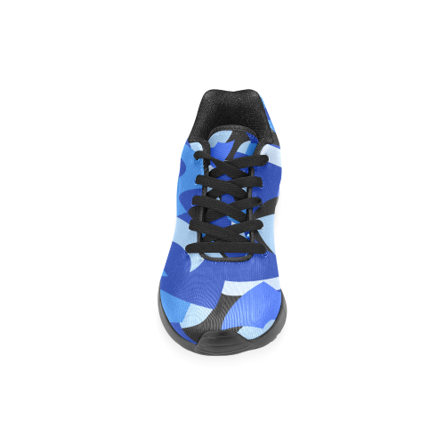 A201 Abstract Shades of Blue and Black Men’s Running Shoes (Model 020)