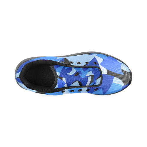 A201 Abstract Shades of Blue and Black Men’s Running Shoes (Model 020)