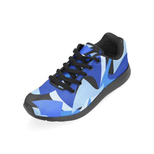 A201 Abstract Shades of Blue and Black Men’s Running Shoes (Model 020)