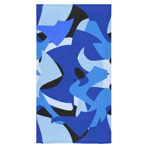 A201 Abstract Shades of Blue and Black Bath Towel 30"x56"