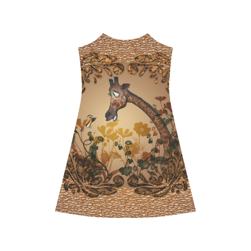 Sweet giraffe with bird Alcestis Slip Dress (Model D05)