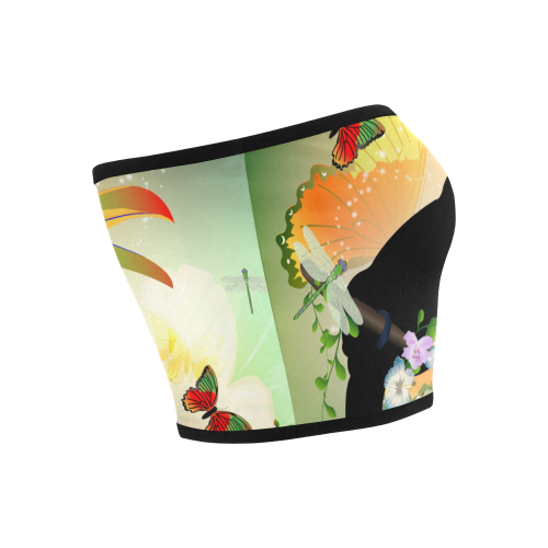 Funny toucan with flowers Bandeau Top