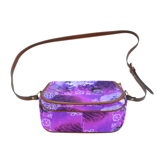 Urban Purple Flowers Saddle Bag/Large (Model 1649)