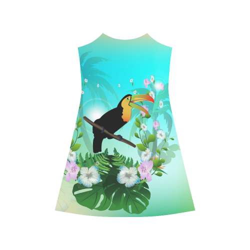 Cute toucan with flowers Alcestis Slip Dress (Model D05)