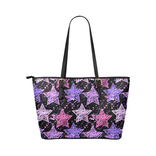 Painted Stars Leather Tote Bag/Large (Model 1651)