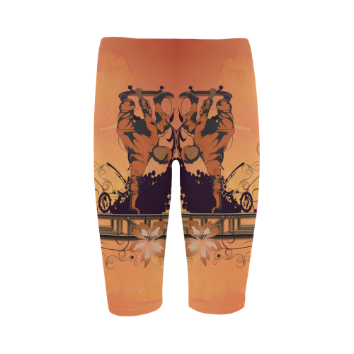 Skadeboarder with floral elements Hestia Cropped Leggings (Model L03)