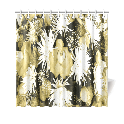 Golden Flowered Bouquet Shower Curtain 69"x70"