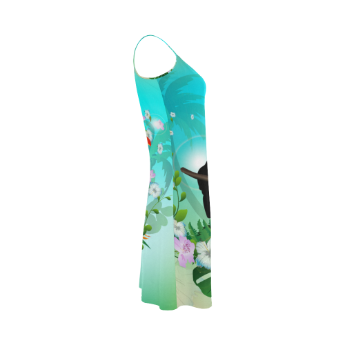 Cute toucan with flowers Alcestis Slip Dress (Model D05)