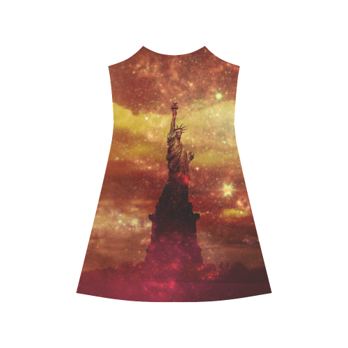 Lady Liberty Yellow Red Stars Alcestis Slip Dress (Model D05)