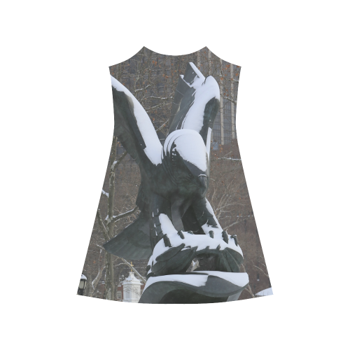 NYC Snowy Winter Eagle Statue Alcestis Slip Dress (Model D05)