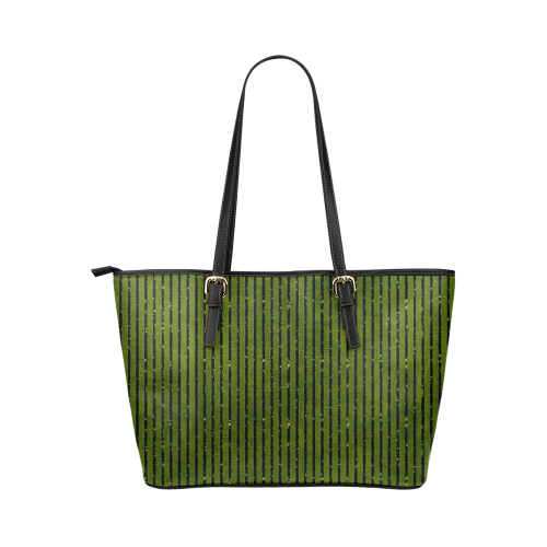 Green Stripe Leather Tote Bag/Large (Model 1651)