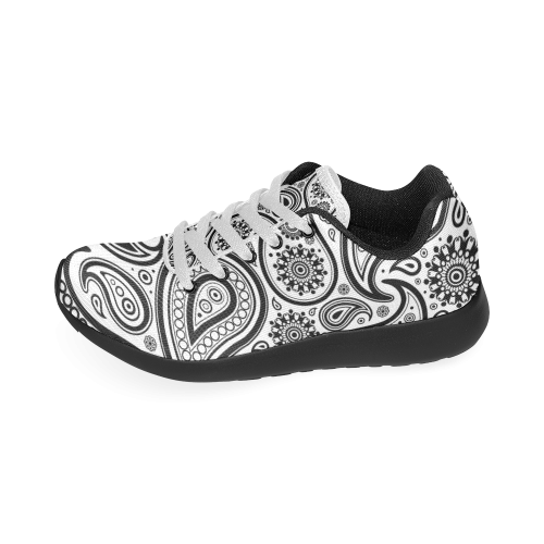 Black & White Paisley Pattern Women’s Running Shoes (Model 020)