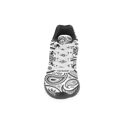 Black & White Paisley Pattern Women’s Running Shoes (Model 020)